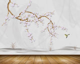 Avikalp MWZ1646 White Flowers Branches Birds 3D HD Wallpaper