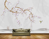 Avikalp MWZ1646 White Flowers Branches Birds 3D HD Wallpaper