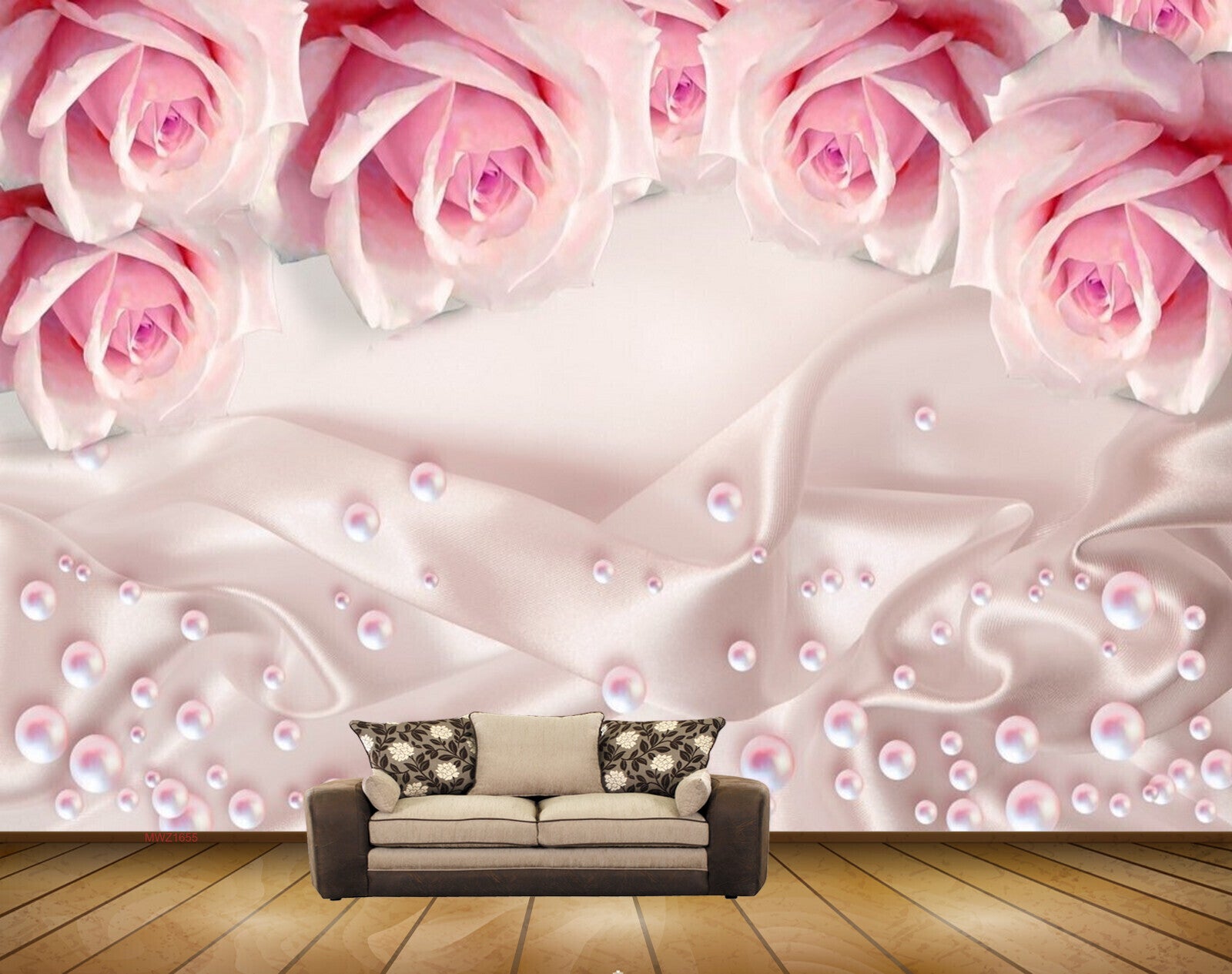 Avikalp MWZ1655 Pink White Flowers Pearls HD Wallpaper