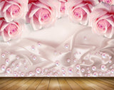 Avikalp MWZ1655 Pink White Flowers Pearls 3D HD Wallpaper