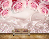 Avikalp MWZ1655 Pink White Flowers Pearls 3D HD Wallpaper