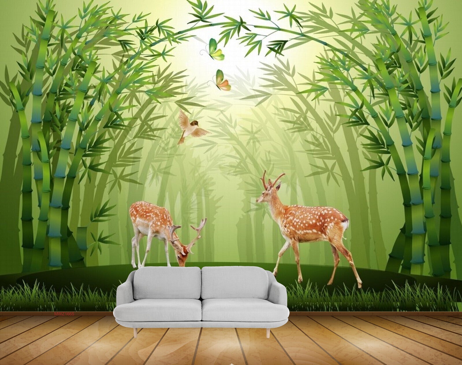 Avikalp MWZ1665 Plants Deers Butterflies HD Wallpaper