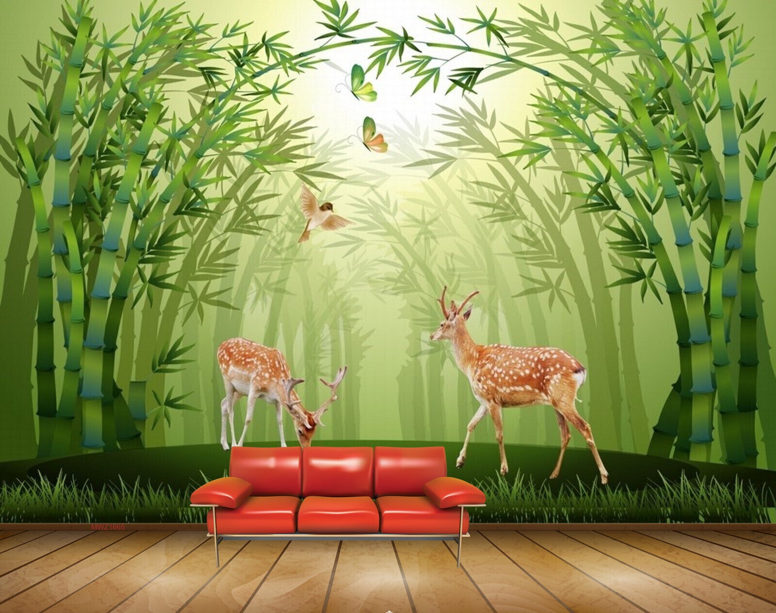 Avikalp MWZ1665 Plants Deers Butterflies 3D HD Wallpaper