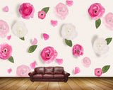 Avikalp MWZ1695 Pink White Flowers 3D HD Wallpaper