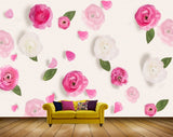 Avikalp MWZ1695 Pink White Flowers 3D HD Wallpaper