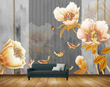 Avikalp MWZ1715 Orange White Flowers Fishes Butterflies 3D HD Wallpaper