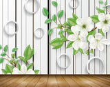 Avikalp MWZ1720 White Flowers Leaves 3D HD Wallpaper