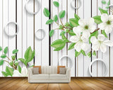 Avikalp MWZ1720 White Flowers Leaves 3D HD Wallpaper