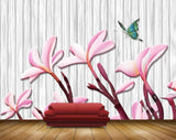 Avikalp MWZ1728 Pink Flowers Butterfly HD Wallpaper