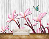 Avikalp MWZ1728 Pink Flowers Butterfly 3D HD Wallpaper