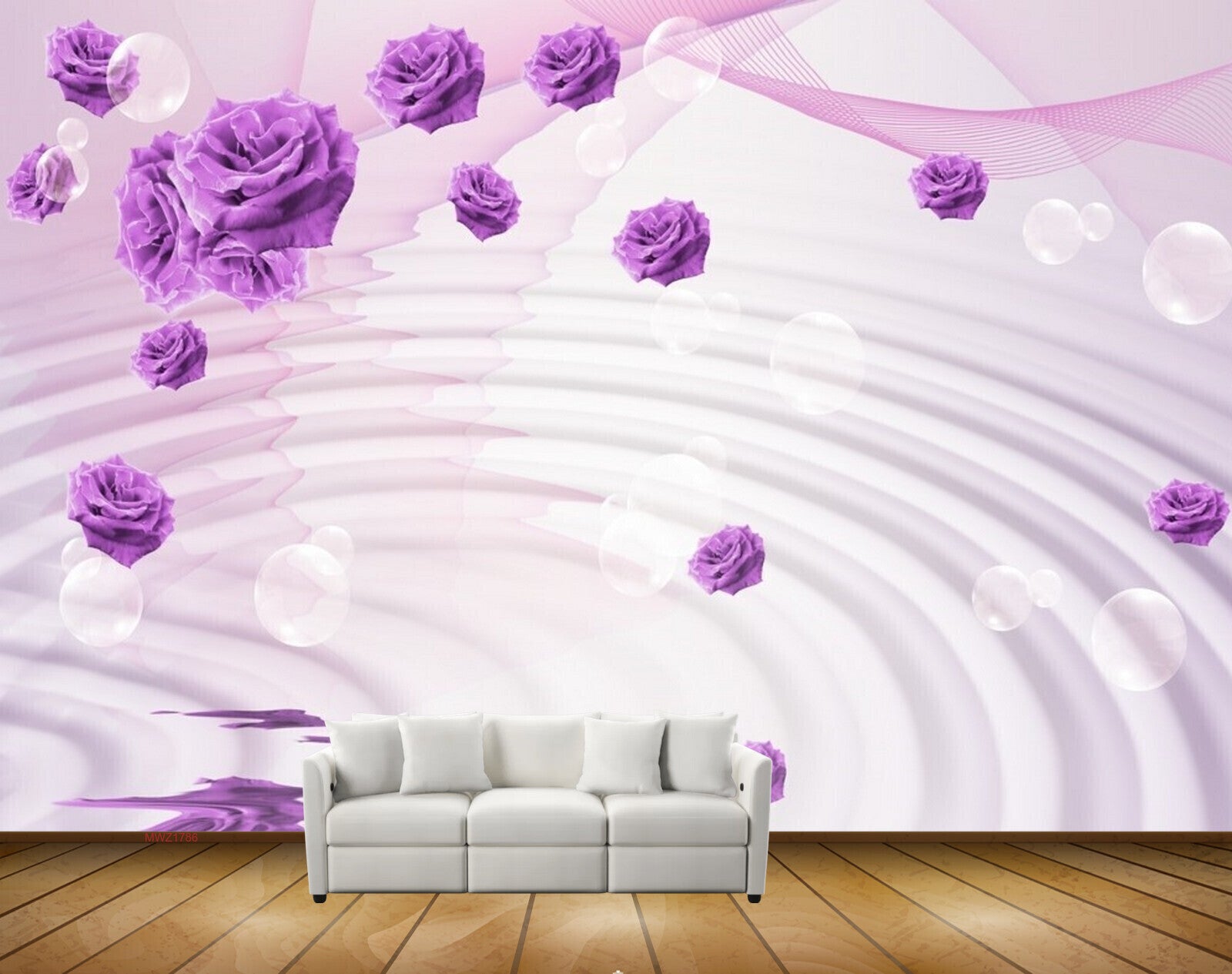 Avikalp MWZ1786 Purple Flowers 3D HD Wallpaper