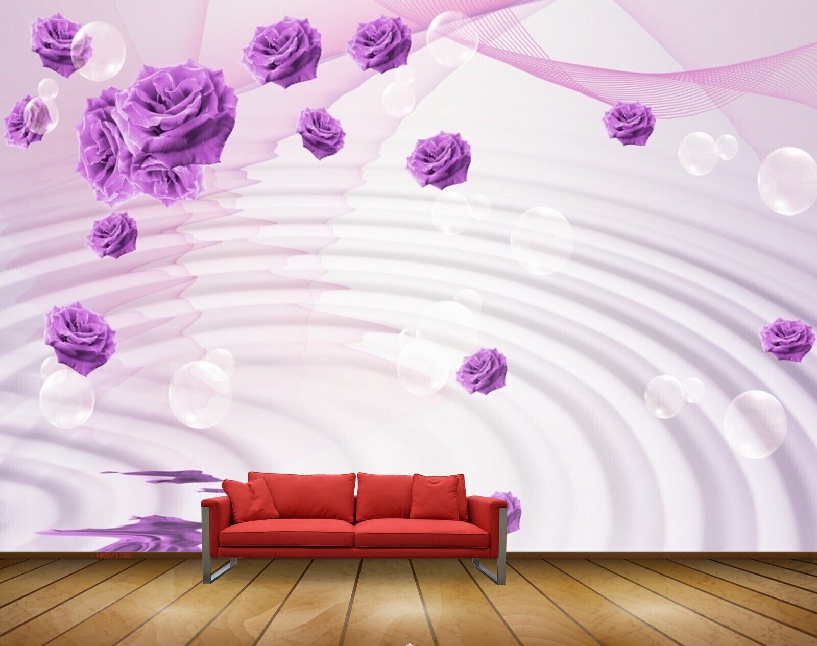 Avikalp MWZ1786 Purple Flowers 3D HD Wallpaper