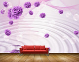 Avikalp MWZ1786 Purple Flowers 3D HD Wallpaper