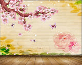 Avikalp MWZ1819 Pink Flowers Butterflies Branches 3D HD Wallpaper