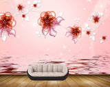 Avikalp MWZ1831 White Pink Flowers River 3D HD Wallpaper