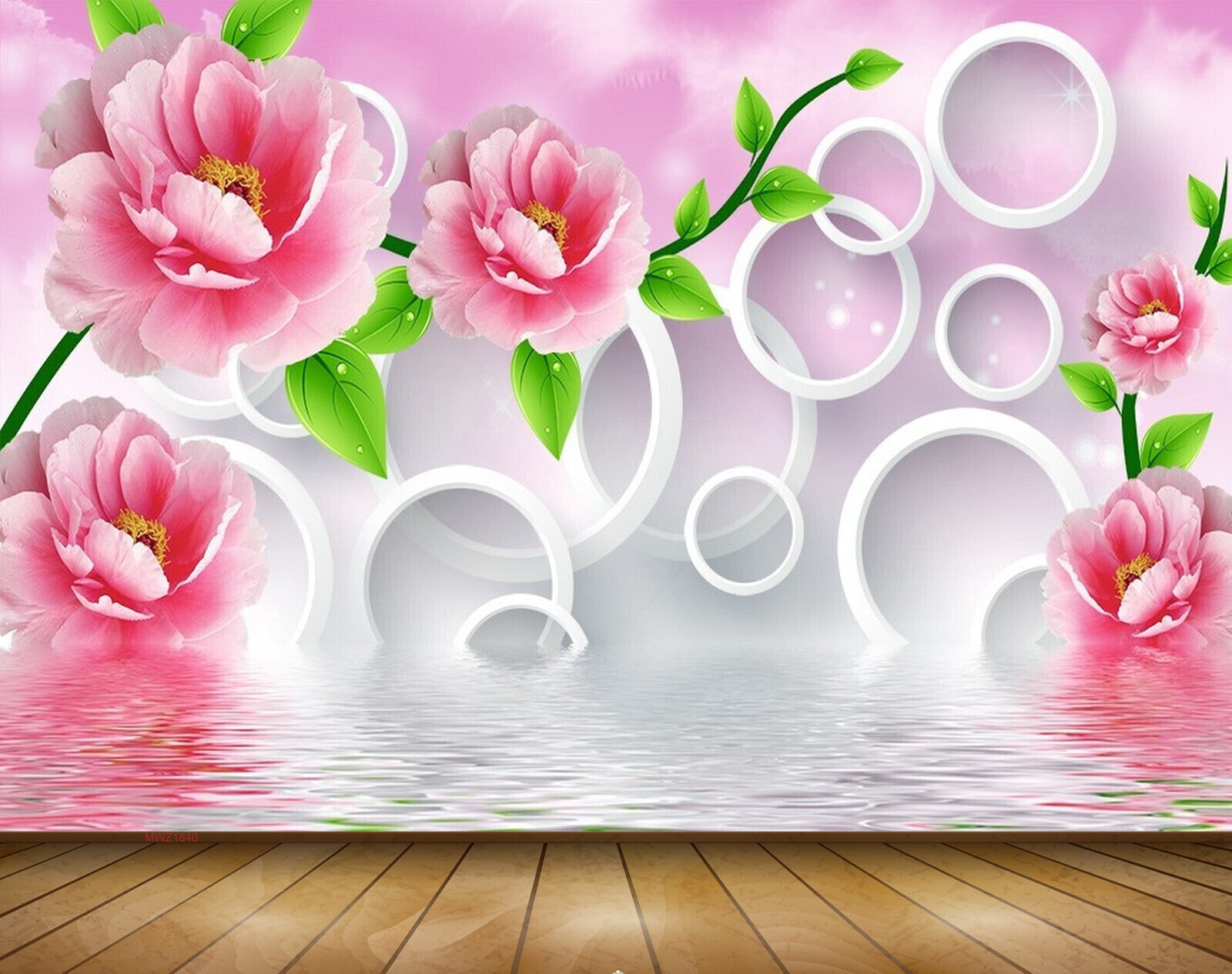 Avikalp MWZ1840 Pink Flowers 3D HD Wallpaper