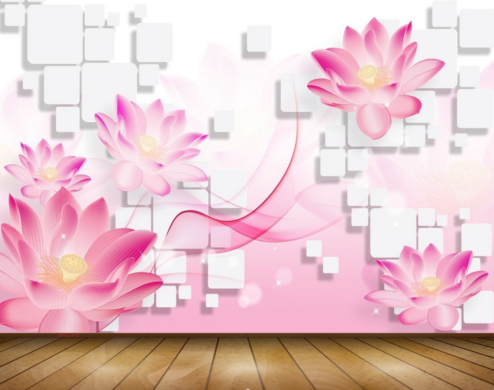 Avikalp MWZ1842 Pink Flowers 3D HD Wallpaper