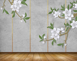 Avikalp MWZ1846 White Flowers Branches Leaves 3D HD Wallpaper