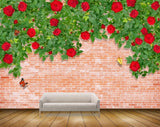 Avikalp MWZ1872 Red Rose Flowers Butterflies HD Wallpaper