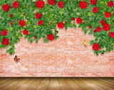 Avikalp MWZ1872 Red Rose Flowers Butterflies 3D HD Wallpaper