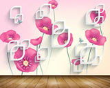 Avikalp MWZ1885 Pink Flowers Butterflies 3D HD Wallpaper