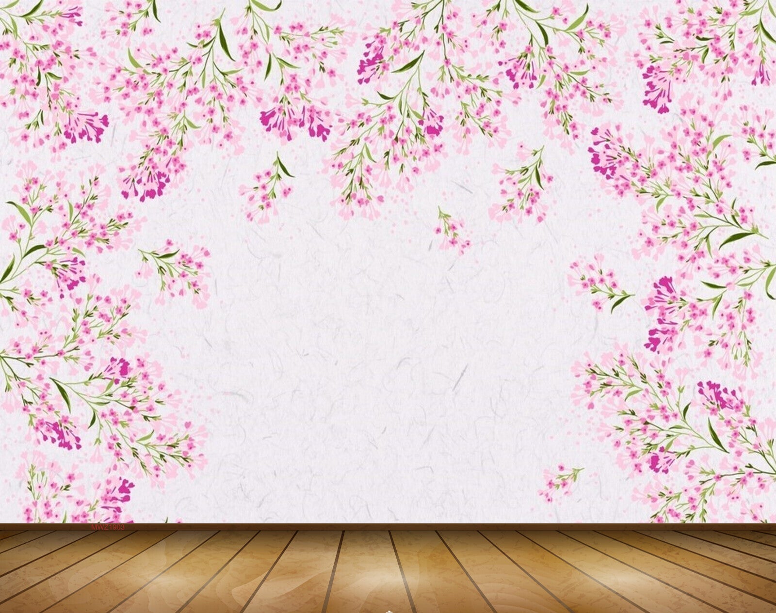 Avikalp MWZ1903 Pink Flowers Leaves 3D HD Wallpaper