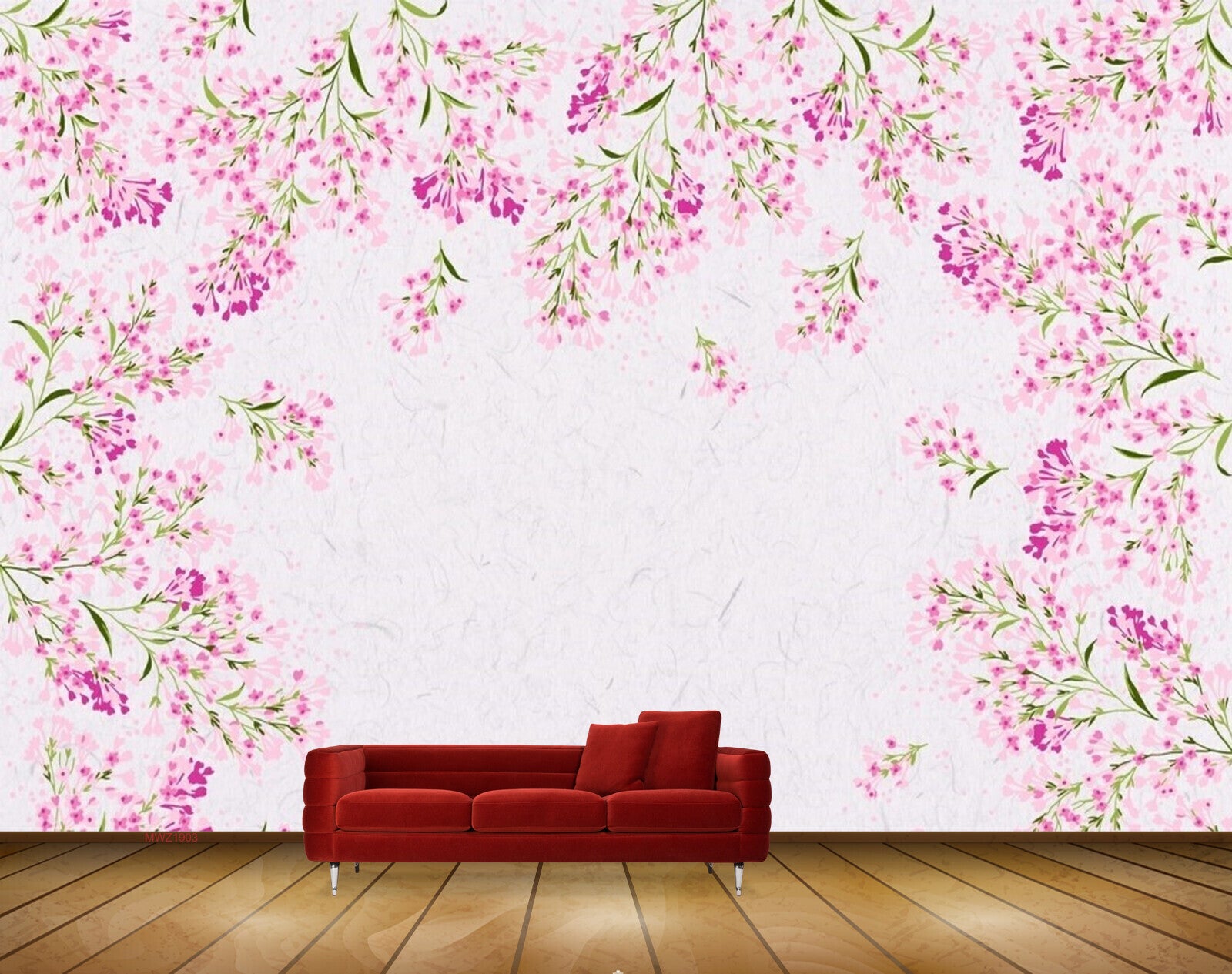 Avikalp MWZ1903 Pink Flowers Leaves 3D HD Wallpaper