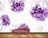 Avikalp MWZ1912 Purple Flowers 3D HD Wallpaper