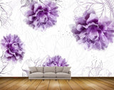 Avikalp MWZ1912 Purple Flowers 3D HD Wallpaper