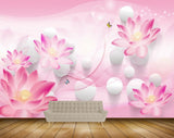 Avikalp MWZ1915 Pink Flowers Butterflies 3D HD Wallpaper