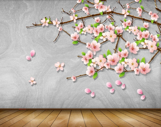 Avikalp MWZ1934 Pink White Flowers Branches 3D HD Wallpaper