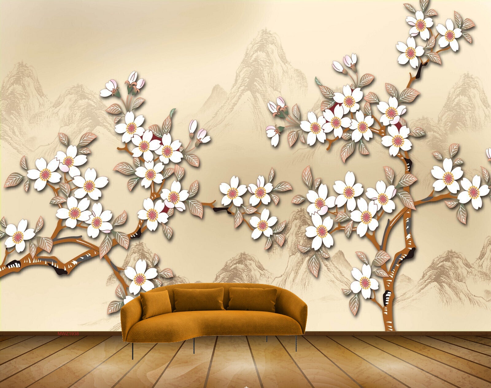 Avikalp MWZ1938 White Flowers Branches HD Wallpaper