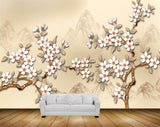 Avikalp MWZ1938 White Flowers Branches 3D HD Wallpaper