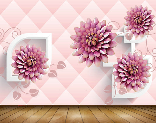 Avikalp MWZ1939 Pink Flowers 3D HD Wallpaper