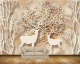 Avikalp MWZ1952 Deers Trees Leaves Branches 3D HD Wallpaper