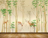 Avikalp MWZ1953 Deers Plants Leaves 3D HD Wallpaper