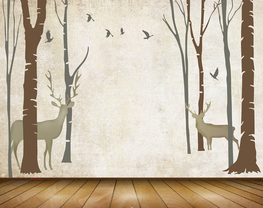 Avikalp MWZ1958 Deers Trees Birds 3D HD Wallpaper