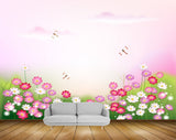 Avikalp MWZ1995 Pink White Flowers Flies 3D HD Wallpaper