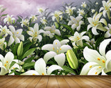 Avikalp MWZ2023 White Green Flowers Plants 3D HD Wallpaper