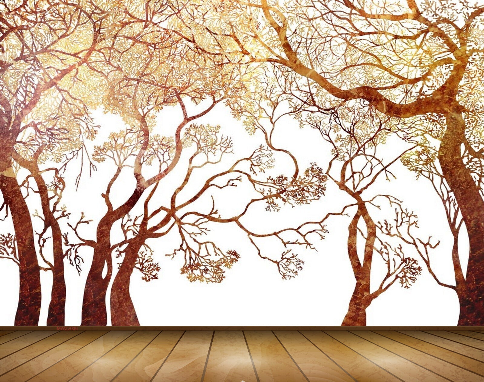 Coffee tree branch pattern Contemporary Wallpaper - TenStickers