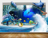 Avikalp MWZ2055 Dolphins Fishes Sea Stones Aquarium Water Ocean Splash Marine HD Wallpaper