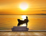 Avikalp MWZ2062 Sea Sunrise Sunset Boat Man Ocean Water HD Wallpaper