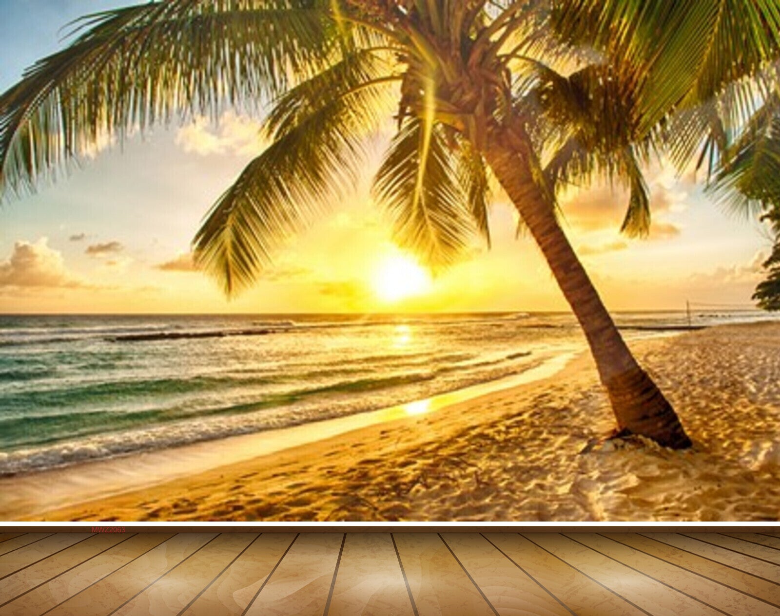 Avikalp MWZ2063 Coconut Tree Sunise Sunset Beach Ocean Sea Water HD Wallpaper