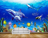 Avikalp MWZ2065 Dolphins Fishes Turtle Plants Sea Water Underwater Ocean Marine Coral HD Wallpaper