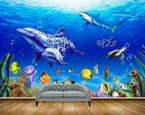 Avikalp MWZ2065 Dolphins Fishes Turtle Plants Sea Water Underwater Ocean Marine Coral HD Wallpaper