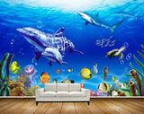 Avikalp MWZ2065 Dolphins Fishes Turtle Plants Sea Water Underwater Ocean Marine Coral HD Wallpaper