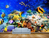 Avikalp MWZ2067 Orange Blue Black Fishes Sea Stones Ocean Water Underwater Coral Marine HD Wallpaper