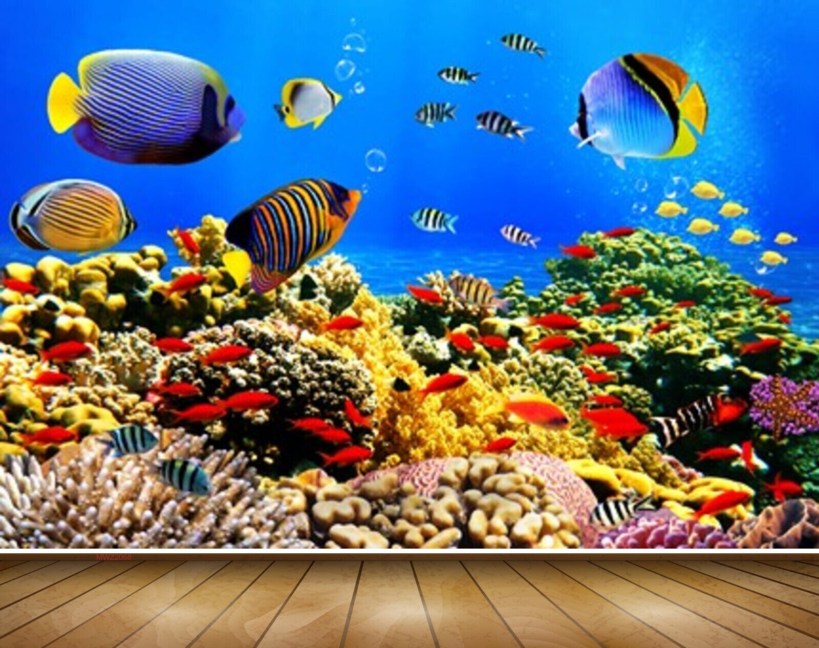 Avikalp MWZ2068 Blue Black Orange Yellow Fishes Stones Sea Ocean Water Underwater Marine Coral HD Wallpaper