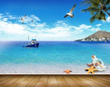 Avikalp MWZ2070 Sea Boat Birds Mountain Starfish Clouds Ocean Water Marine HD Wallpaper