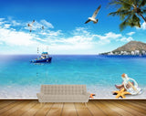 Avikalp MWZ2070 Sea Boat Birds Mountain Starfish Clouds Ocean Water Marine HD Wallpaper